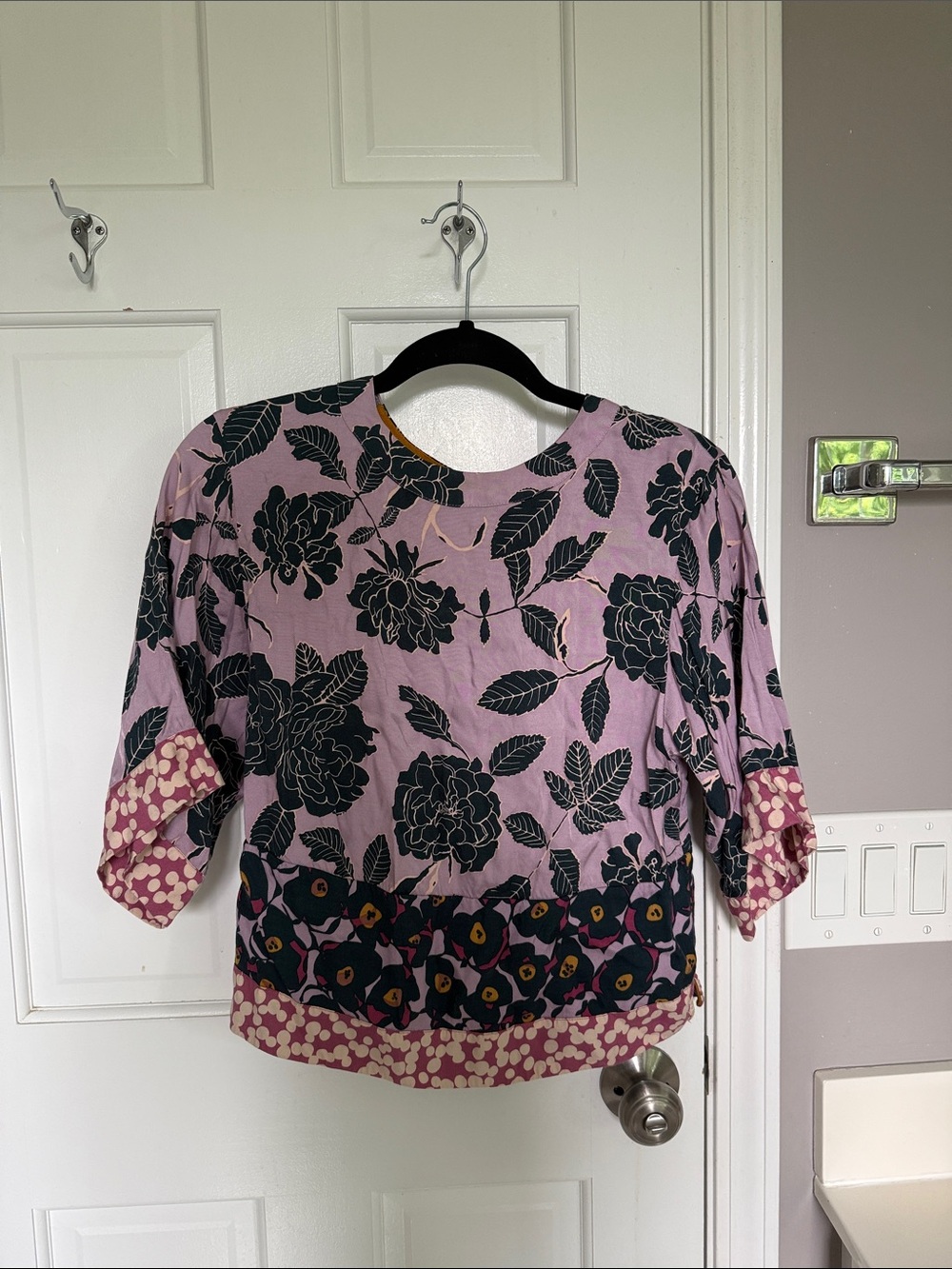 Boden 2015 Floral 3/4 Dolman Sleeve Blouse Boat Neck Popover Top Blouse Shirt - Picture 2 of 7